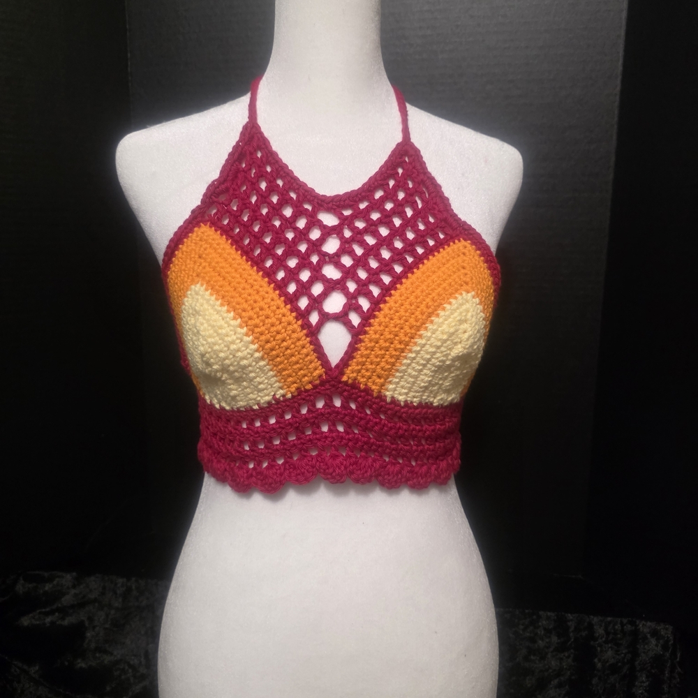 Sunset Flame Cage Halter Top